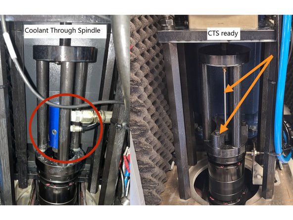 For CTS machines: Reconnect the air and coolant fittings to the rotary joint.