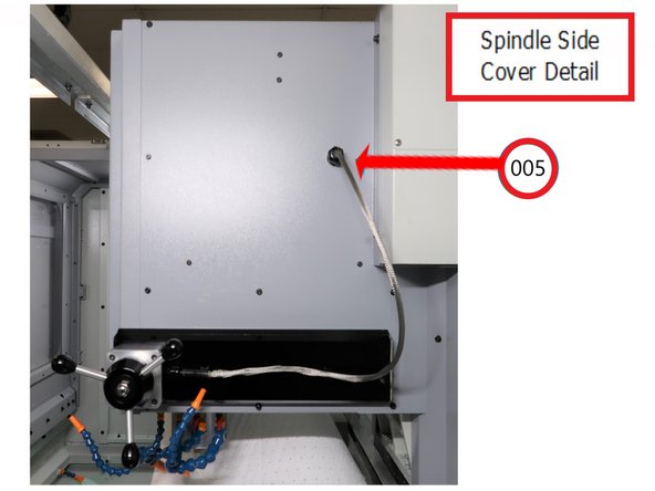 Attach Z EHW cable (Part Number 5) to the cable tie holders on the Slider Dovetail with Zip Ties. Install Liquid Tight connector on Z Handwheel cable thru the Spindle side cover.