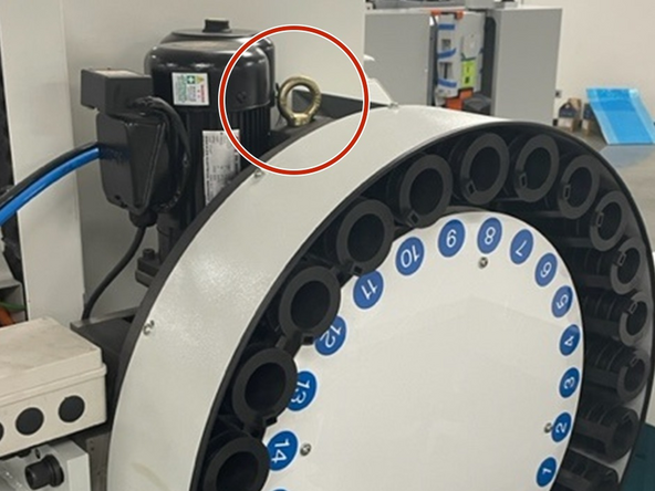 There is an eyebolt threaded into the top of the ATC assembly. Ensure the eyebolt is fully threaded into the ATC assembly.