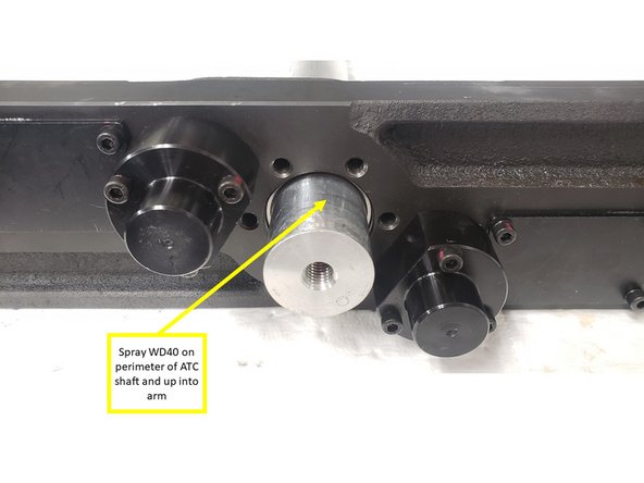 Reinstall the base and loosely thread in the M12 bolt (without washer), so it will catch the arm.