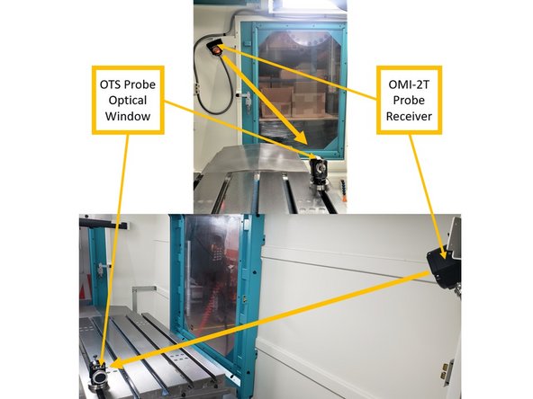 Insert the M12 bolt and T-slot nut into the OTS Base and secure it to the machine table.
