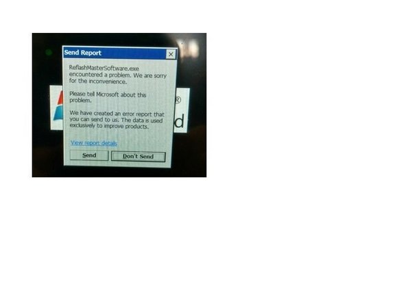 The symptom explained in step 12 can lead to a failure during the software download process. When this failure happens, the following message will be seen on the screen.