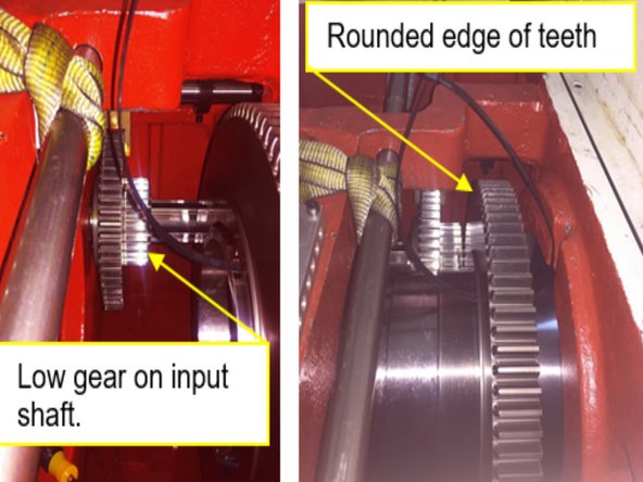 Note: Be sure to properly orient low gear so that the rounded ends of the teeth are facing low gear on the input shaft