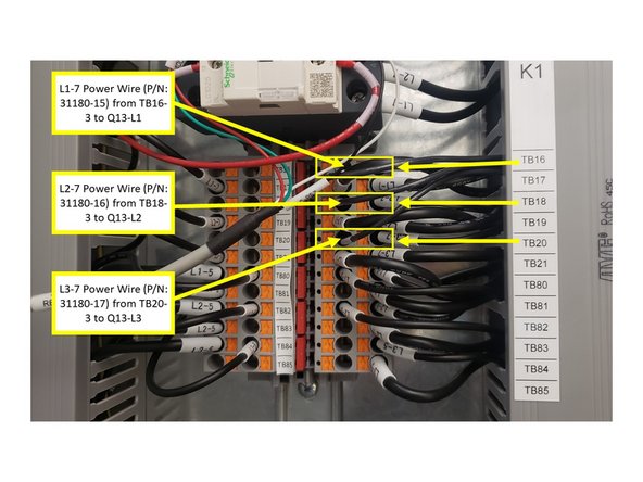 Install the Circuit Breaker (P/N: 31590-4) under Q13 label, and put back the End Stop to the right of the Circuit Breaker.