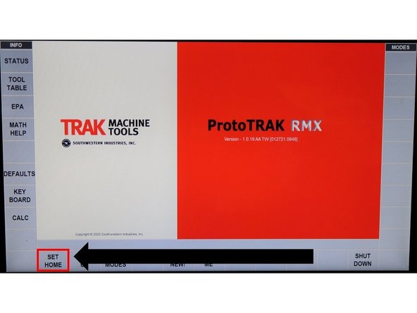 To run the Home Routine Test, choose SET HOME on the control. Make sure that the Servos are on by checking if the Power Reset LED light is on.