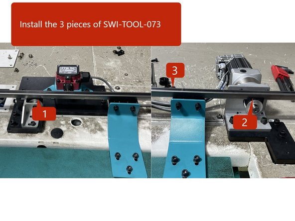 Use SWI-TOOL-073 and align the motor to the yoke and belt clamp bracket.