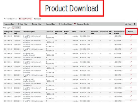 On the far right of the Product Download screen, there is a place to edit under Actions displaying a pencil icon.