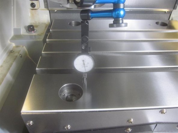 Check the table flatness. Starting at the LH front ball lock inside corner as &quot;0,&quot; check the other ball lock locations. Adjust the legs to achieve a flatness of less than .001&quot;, or match your original measurement.
