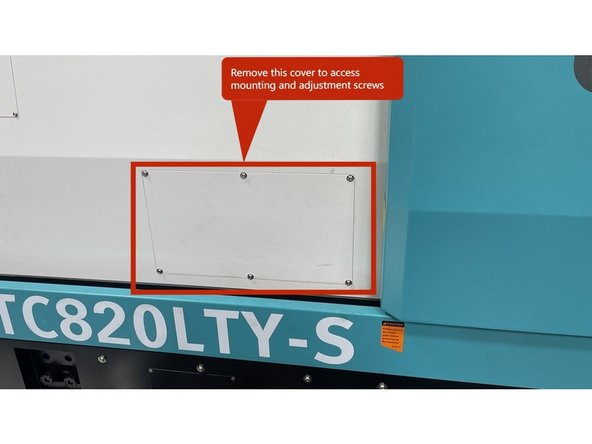 To do the alignment of the TC820LTY-S Main Spindle a few covers need to be removed. The next few points in this step will show which covers need to be removed.