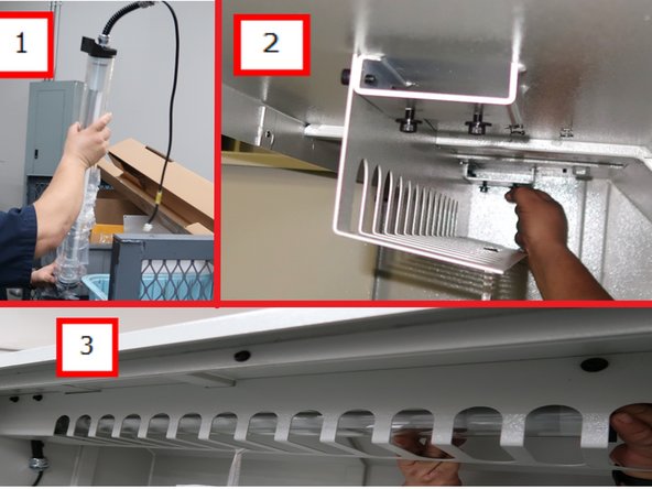 1 - Install Work Light Assembly 2 - with four screws into 3 - channel above work area.