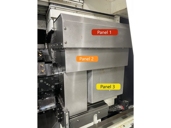 Through the front door remove upper sheet metal panel. There are 10screws in the front and there are 4 screws in the rear of the machine. (Labeled panel 1 in Photo 2)