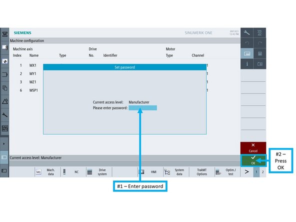 The [Setup] window appears. Press VSK [Password] on the right side of the screen.