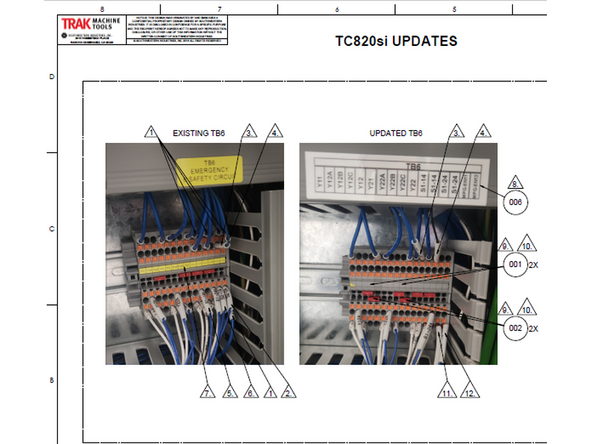 All TC820si machines upgrading from Old PLC (01.xx.xx) to New PLC (05.xx.xx) require a wiring modification prior to software upgrade.