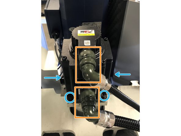 Rotate the coupling until the slot is at twelve o'clock. This will allow you to access the screws from the three o'clock and nine o'clock position.