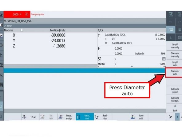 Press [Back], then press [Diameter auto].