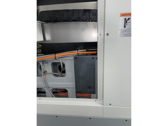 To place the second level we need to add a plate to the Z casting at the opposite end of the machine. This is to measure if there is any twist in the casting that we can adjust out with the leveling feet. See photo 2 for reference