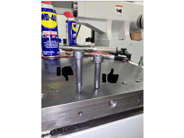 Use M10X75 bolts to verify hole quality.  Bolt should be able to go down to shank relatively smoothly.  If bolt cannot thread all the way down, clean up holes/add thread using M10 tap.