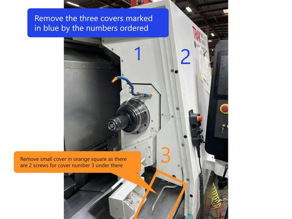 First remove the 2 right side covers as shown in Photo 1.