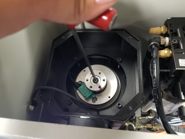 Carefully place the Encoder Plate Assembly on the motor (avoid letting the Encoder contact the magnetic pick up ring) leaving some clearance. Snug up the 5mm SHCS.