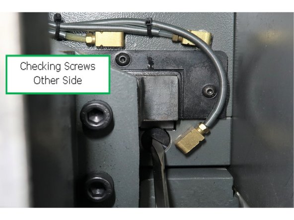 Check that the gib setting screws are still loose—this is normal before final tightening.