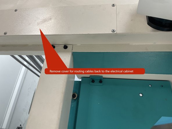 To get started with the Auto Front Door Installation you need to remove the cover from the wire channel on the upper right side of the cabinet so the wiring for the motor and Home/Limit switch can be routed back to the electrical cabinet.