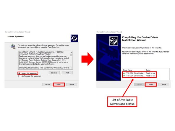 The "License Agreement" section of the Device Driver Installation Wizard will appear next. Carefully read all terms on this window, and click on "I accept the agreement." If you do not agree with the terms, the installation process will not continue any further.
