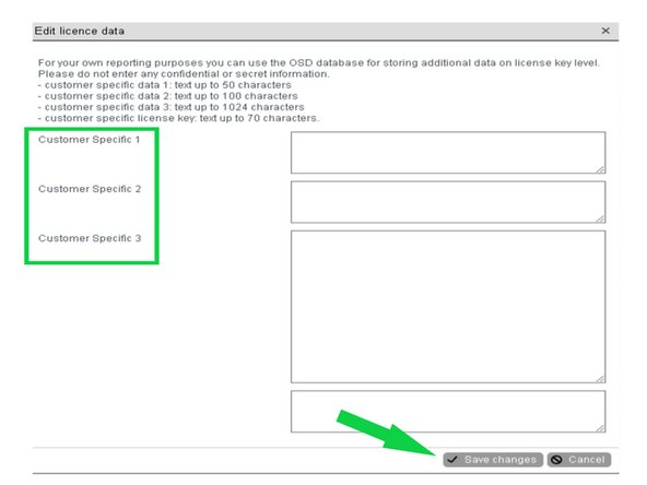 Hitting that button creates the following pop-up, fill in with customer location or address information similar to other entries to record specific customer with this license. Press Save Changes at the bottom of the page.