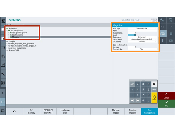 Once the size of the ATC has been changed the tool table will need to be updated to show the 40 tool positions corresponding to the new ATC.
