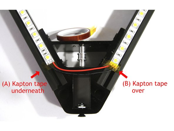 Choose one LED strip at the Z corner and tin its terminal pads. This will make soldering the wiring to the strip easier once the top is installed.