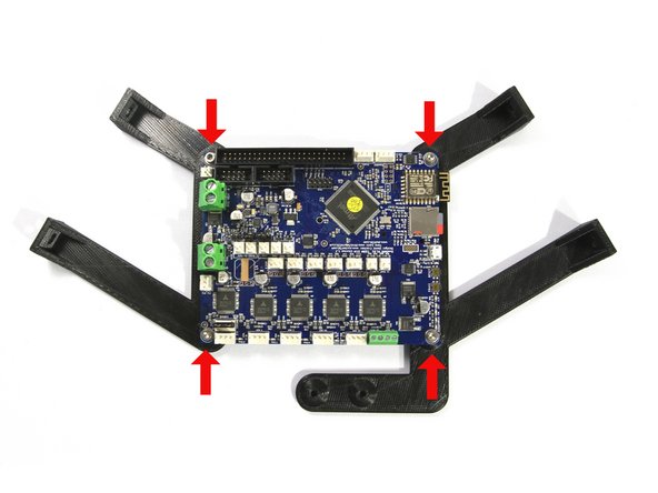 Install the Duet Wifi on the mounts using an M3 Washer and M3x10 Socket Head Cap Screw at each of the four corners as shown in the third photo.