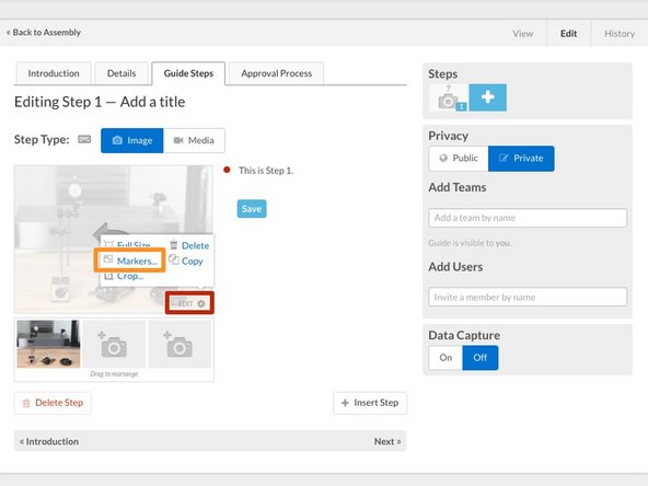 Note: Markup cannot be added to videos or other media.