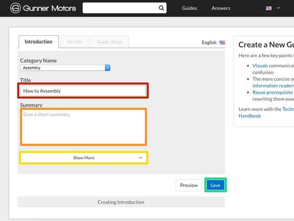 Enter a Title for your new guide.