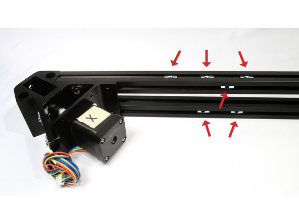 The X assembly gets six T-nuts.