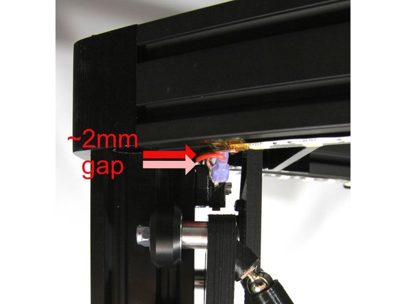 Notice the gap between the top of the endstop switch bracket and the bottom of the top cross member in the first photo. In order to get the maximum print height, we'll re-position the endstops to minimize that gap.