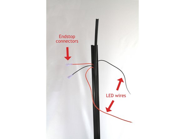 Cut a length of 200mm (7-7/8&quot;) of wire off the ends of the LED wires (not the end with the connector installed). Save these pieces (one red and one black) – they will be used to connect the LED lighting strips later.