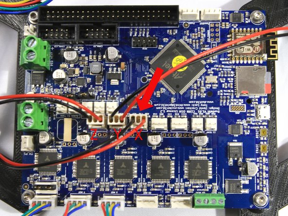 Cut the connector off the endstop wires. then strip the ends of the wires and crimp the terminal pins on them. Push the pins into the two outer terminal positions.