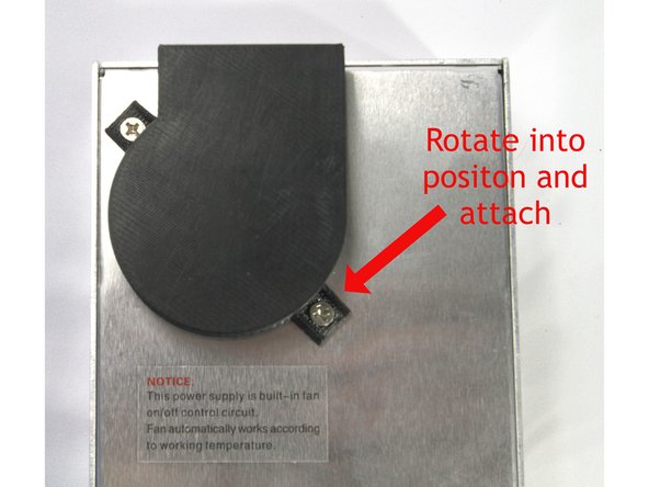 Remove the PSU fan screw nearest the corner as shown in the second photo and attach the Fan Shroud as shown.