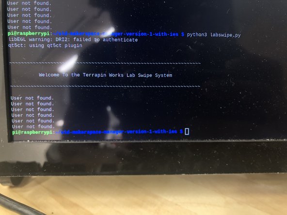 This is the command prompt for the lab swipe system. Here is where you will restart the system.