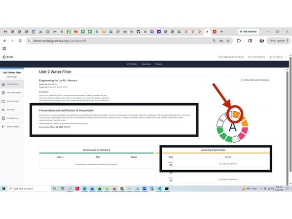 Scroll down to review Upcoming project dates