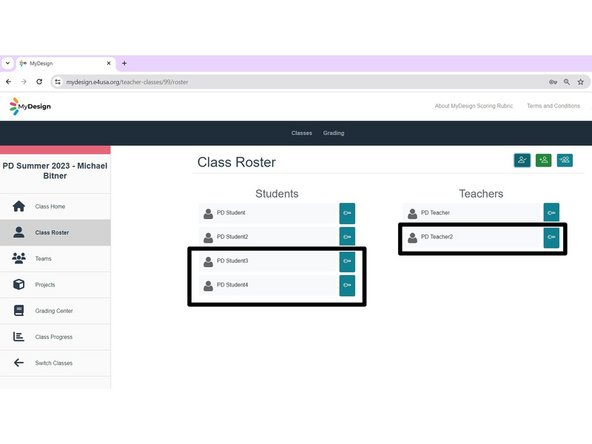 New Users appear in Class Roster