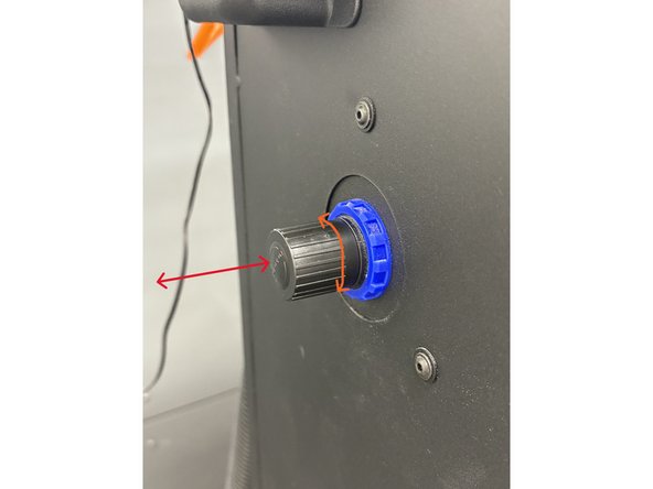 Make sure the light is still turned on. Find the pressure knob discussed earlier. Pull the knob out to enable twisting. Twist the knob till the pressure dial reads 60-70psi. Push the knob back in to lock the pressure.