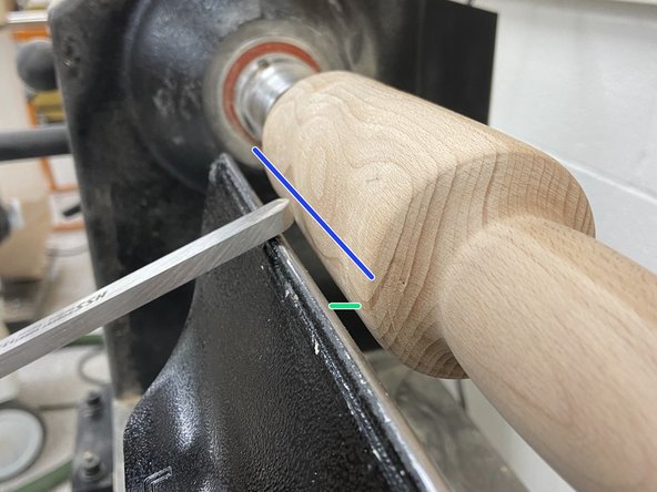 Always keep the tool rest within 5 mm of the workpiece. As your remove material, adjust the tool rest as necessary.