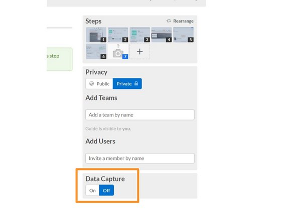 First turn on data capture