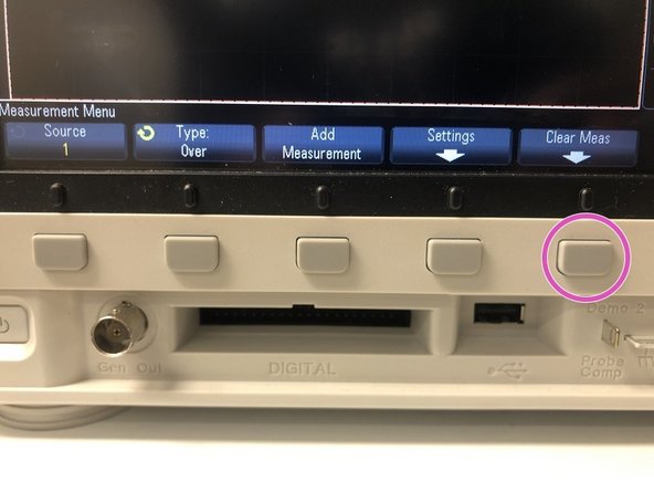 The oscilloscope can only display 4 measurements at one time. If there are unwanted measurements currently on screen, you can press the softkey for Clear Meas, and then press the softkey(s) for whichever measurements you no longer want to have displayed on screen or alternatively, Clear All.