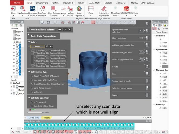 However, when scanning a part with thin and repeated feature like this, there are chance of that there are some miss-alignment on the results (See figure)