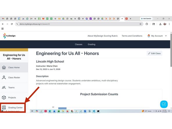 The Class Home page appears