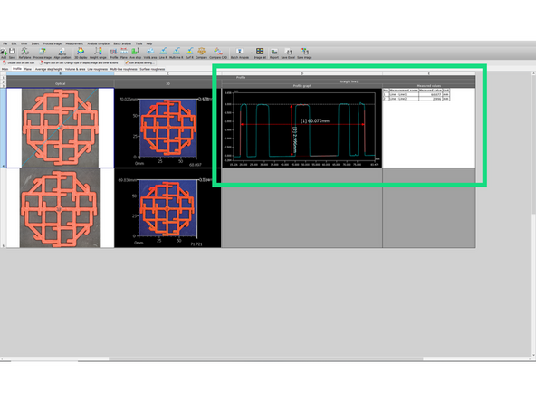 Select which profile line you want and place it on the 2D view of the scan object