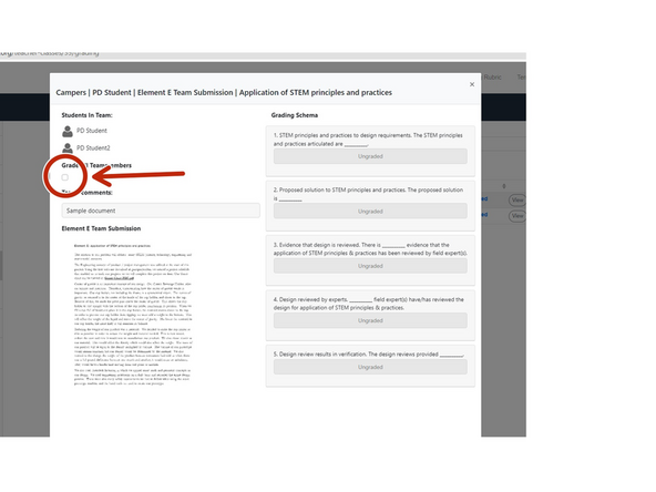 A check box is provided for Grade All Teammembers.  The score for this session can be applied to just the student selected or to the whole team.