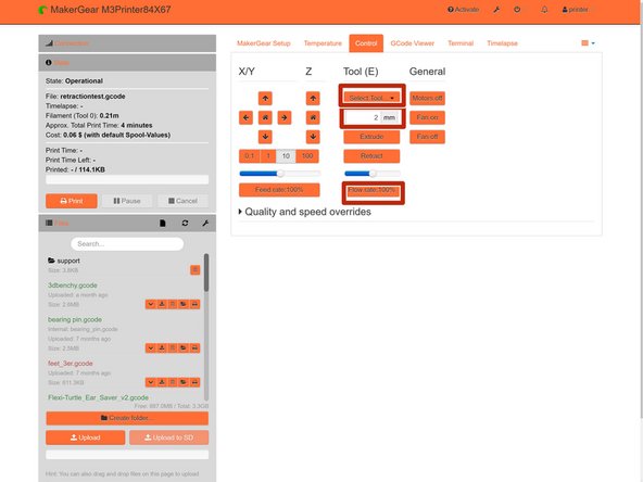 Once the correct filament is extruding, you can secure the PTFE tube in the hole of the extruder motor