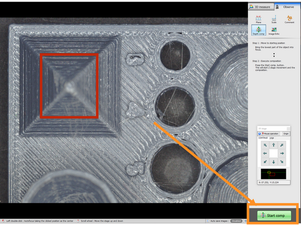 In order to take better plane measurements with a large height object (or to simply take better pictures), depth compensation can be utilized.